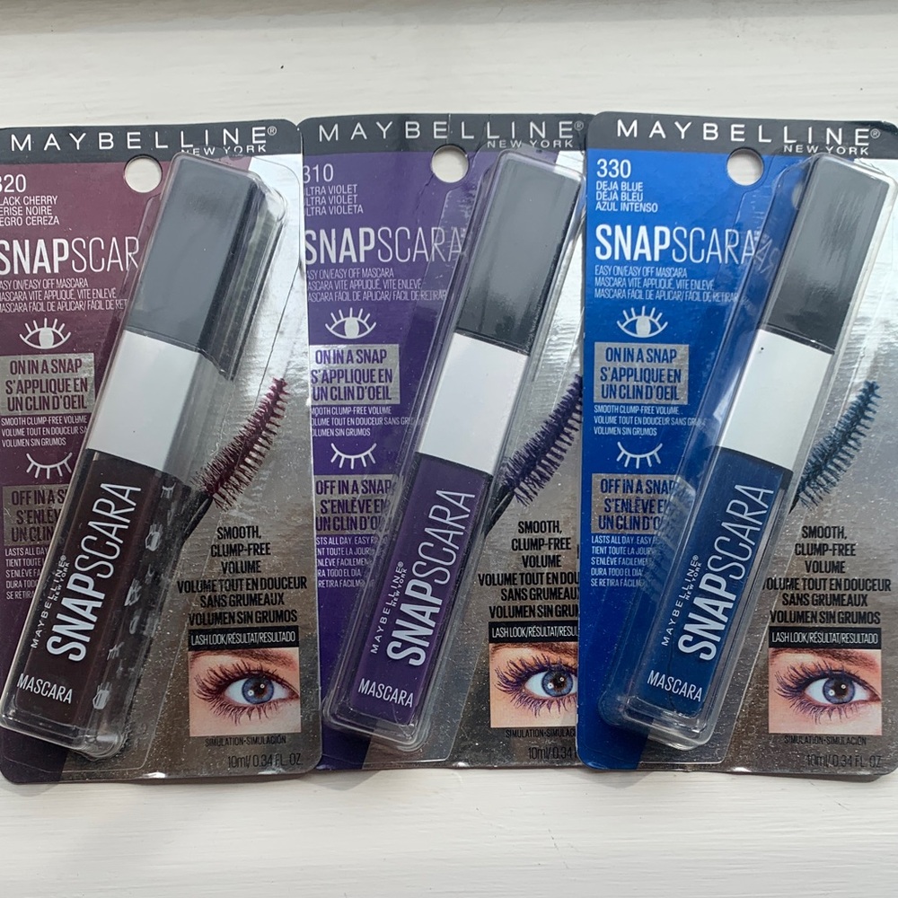 Maybelline Snapscara Mascara Set of 3- Black Cherry, Ultra Violet, Deja Blue